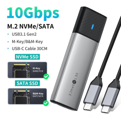 M.2 NVME/NGFF SATA Hard Drive Enclosure USB3.2 Gen2 10 Gbps SSD