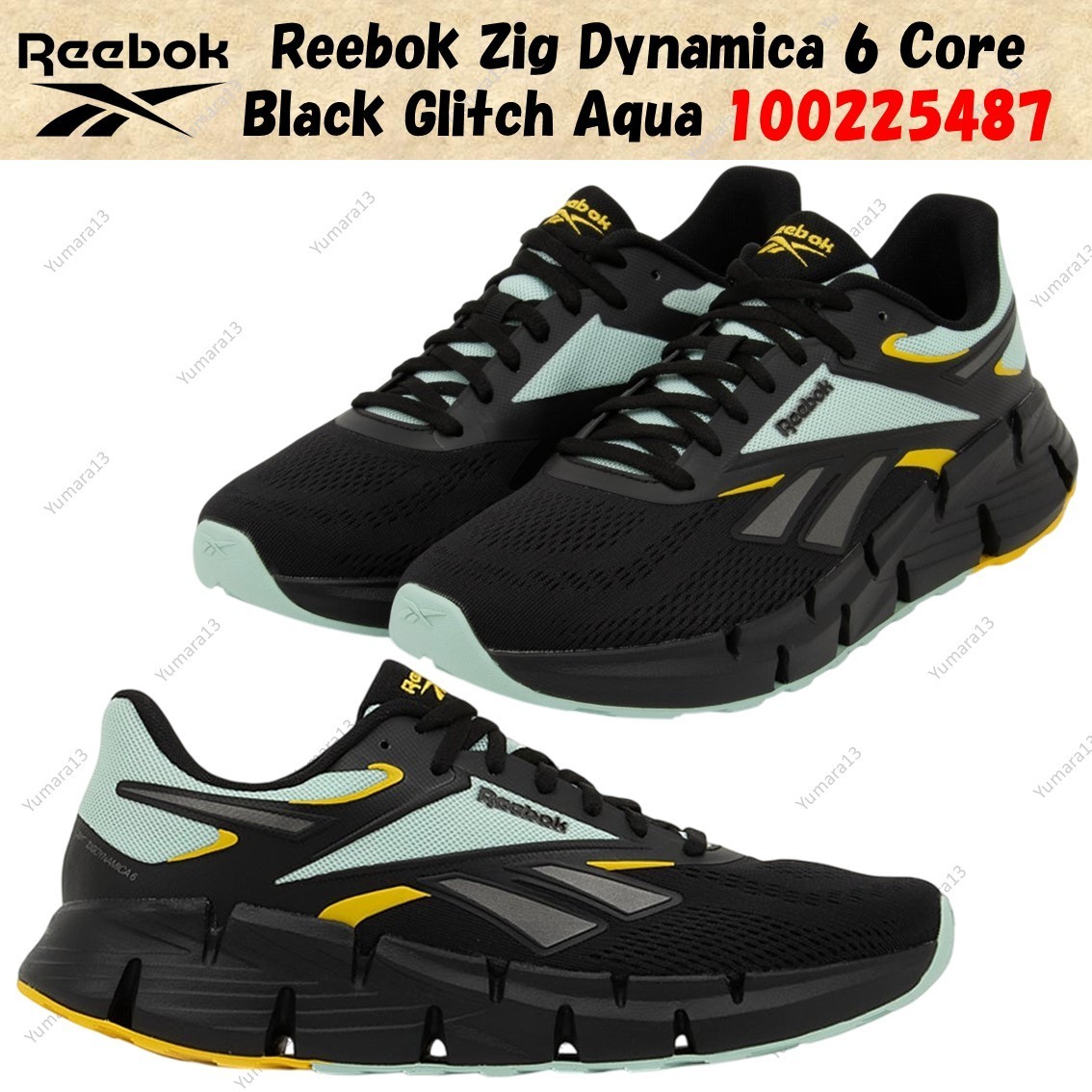 Reebok Zig Dynamica 6 Core Black Glitch Aqua 100225487 Men's Size
