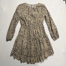 SHEIN Floral Print Dress Beige Black Women's Large