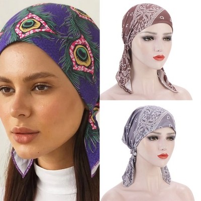 Women Head Wrap Headwear African Flower Hijab Floral Soft Breathable Turban