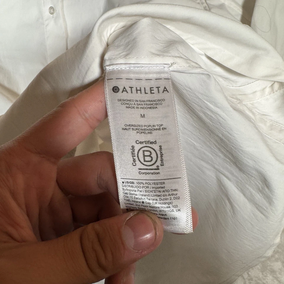 Camisa Athleta Mujer Grande Blanca Uptown Brillante Elastizada Abotonada Manga Larga Foto 2 de 4