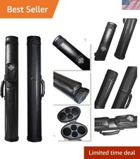 Classic Black 2x2 Hard Billiard Cue Case with Protective Shell - 4 Compartment