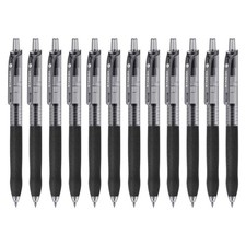 0.5mm Gel Pens Fine Point Smooth Writing Pens, 12PCS Black Ink Pens, Retractable
