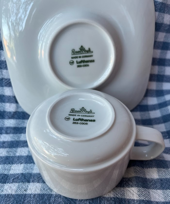 LUFTHANSA ~ ROSENTHAL GERMANY ~ INFLIGHT CUP & SAUCER SET  ~ 1 or ALL ~ 1+ SHIP