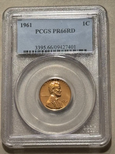 1961 PROOF Lincoln Cent Penny 1c PCGS MS66RD **RED** Gem