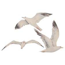 3pcs Wood Seagull Wall Hanging Rustic Coastal Wall Art for Bedroom