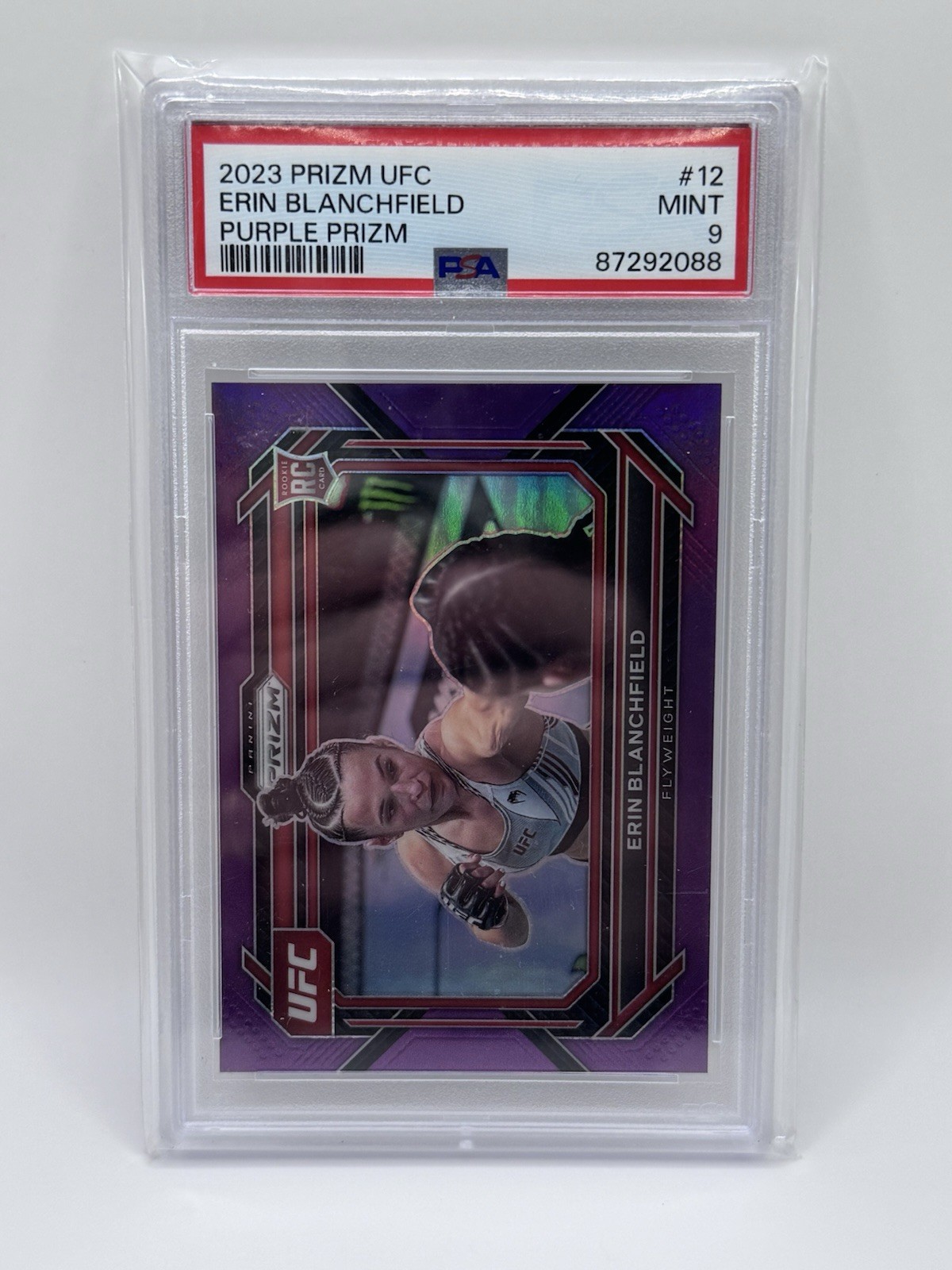 2023 Panini Prizm UFC Erin Blanchfield Purple Prizm #12 Rookie RC /149 PSA 9