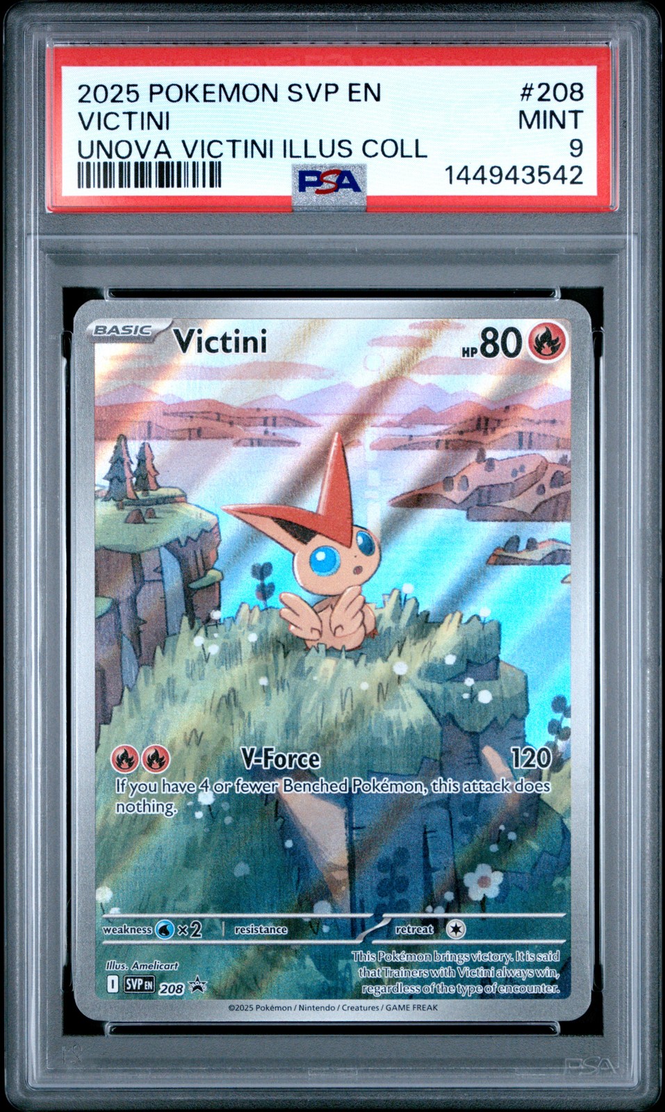 2025 POKEMON SVP EN-SV BLACK STAR PROMO #208 VICTINI PSA 9