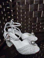 Beauty Admire Womens Wedding Formal White Shoes Size 7.5 Peral Buckel Trinket