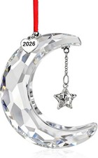 2026 Clear Crystal Moon Hanging Ornament Suncatcher Christmas Decor