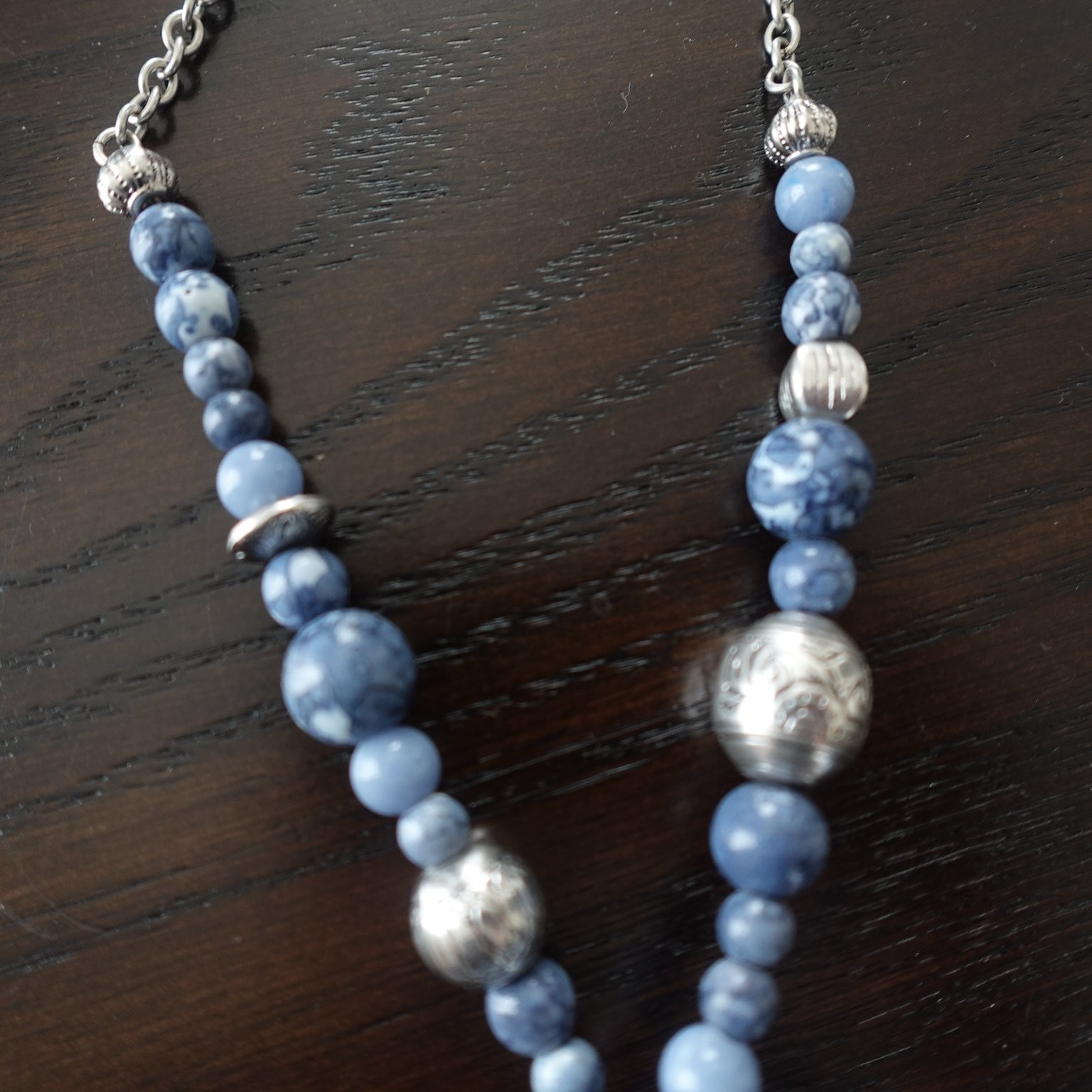 Chico's Beaded Statement Necklace Adjustable Blue… - image 3