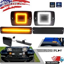 4pc Led Side Marker Lightfront Turn Signal Light For Jeep Wrangler Yj 1987-1995