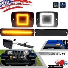 4pc LED Side Marker Light+Front Turn Signal Light For Jeep Wrangler YJ 1987-1995