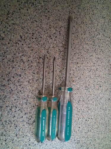 Diamond USA DH-56P #3, 2- DH339 #1 Phillips Screwdrivers Diamalloy Tool