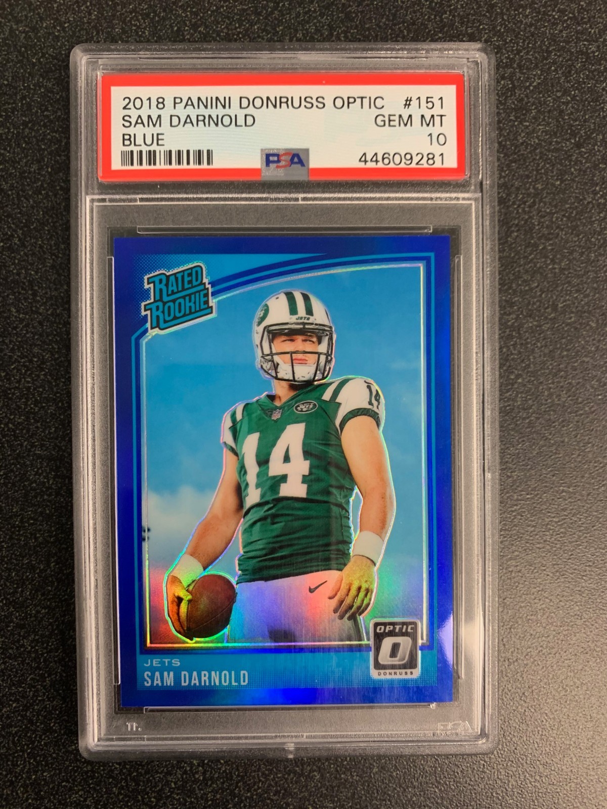 2018 SAM DARNOLD Donruss Optic Rated Rookie BLUE PRIZM  /149 - PSA 10