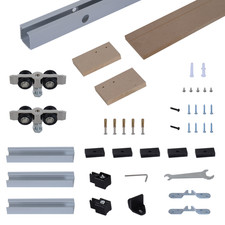 Sliding Door Kit 2000mm Brown Steel Rail for 35-45mm Wood Door 75kg Complete Kit
