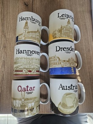 Starbucks City Becher Set 6-tlg Keramik 473 ml bedruckt Hamburg Qatar Austria