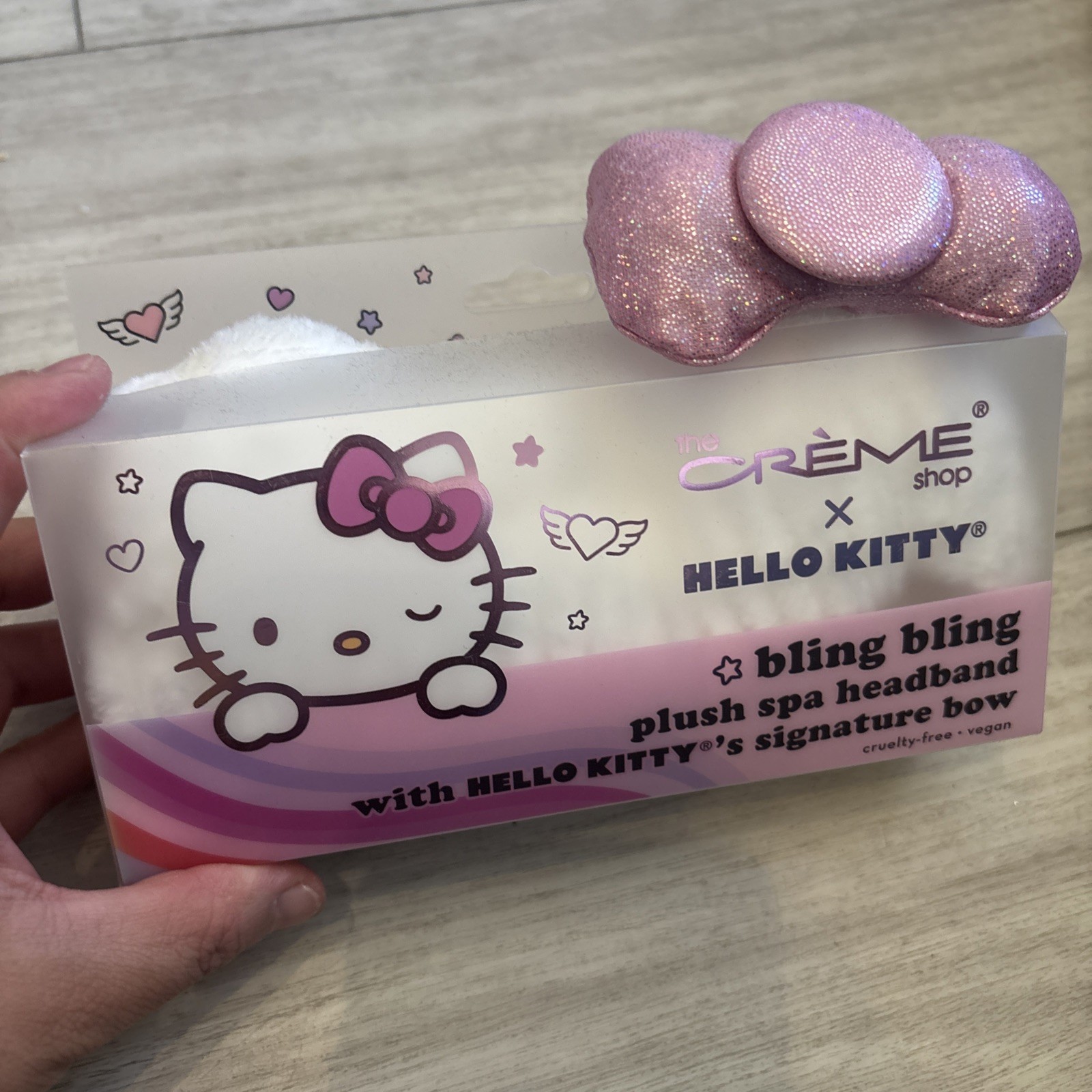 The Creme Shop x Hello Kitty Plush Spa Headband Bling Bling Signature Bow NEW