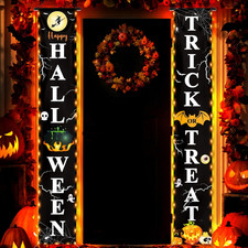 71 x 12 Inch Lighted Happy Halloween Trick-or-Treat Door Banner Decorations