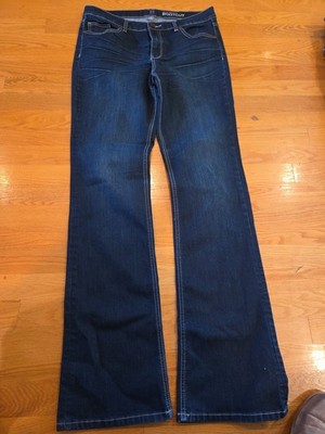 NY&C Jeans Womens 10 Blue Bootcut Embroidered Pockets Dark Wash Stretch Denim