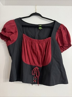New Tunnel Vision Red And Black Corset Top Size 3X￼