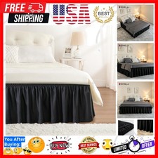 Black King Size Bed Skirt 12 Inch Drop, Elastic Bed Skirts Cal King Dust Ruff...