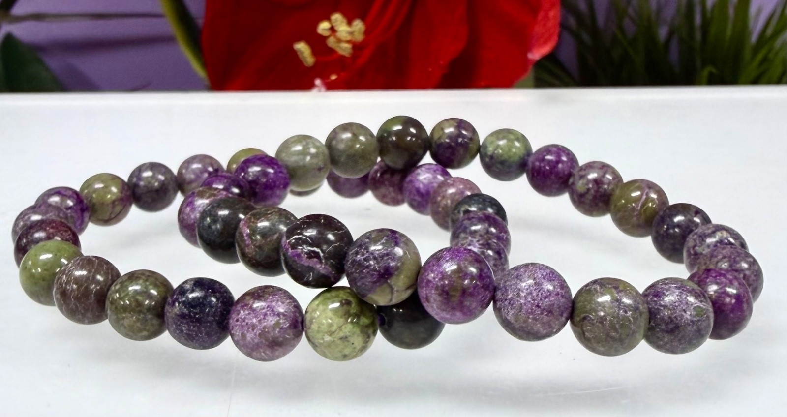 Wholesale 6 Pcs Natural Atlantisite 8mm 7.5”   Crystal Healing Stretch Bracelet