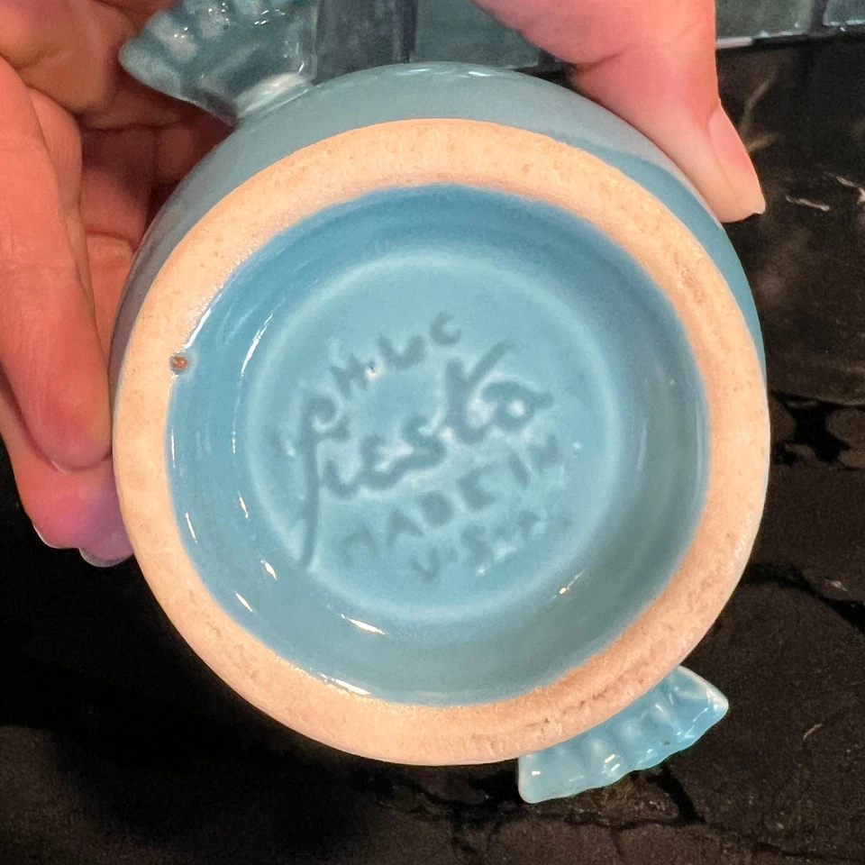 Vintage Fiesta Turquoise Blue Sugar Bowl with Lid Homer Laughlin - Image 3 of 4