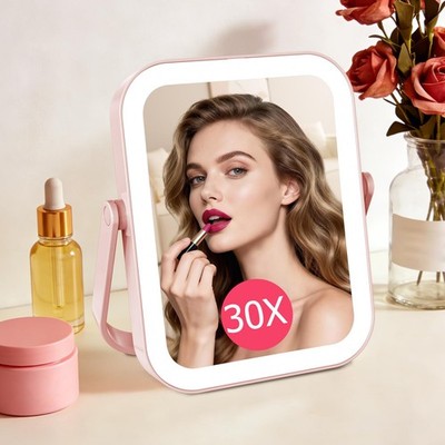 Funtouch 30X/1X Travel Makeup Mirror Lights 3000Mah Rechargeable 2-Sided