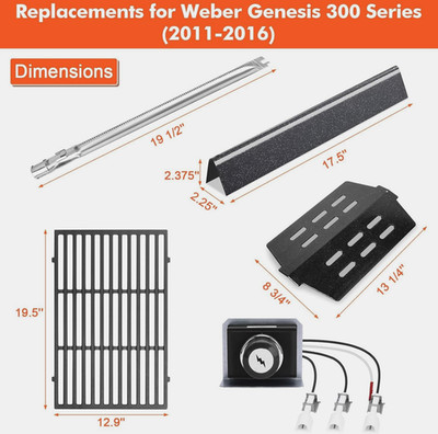Grill Parts for Weber Genesis 300 Series 2011-2016 Front Control