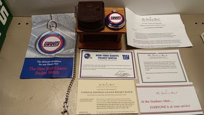 Danbury Mint New York Giants Pocket Watch in Leather Case. With