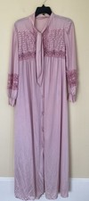 VTG Lily Of France Pink Nylon Robe Lace Accordion Pleating Necktie Large