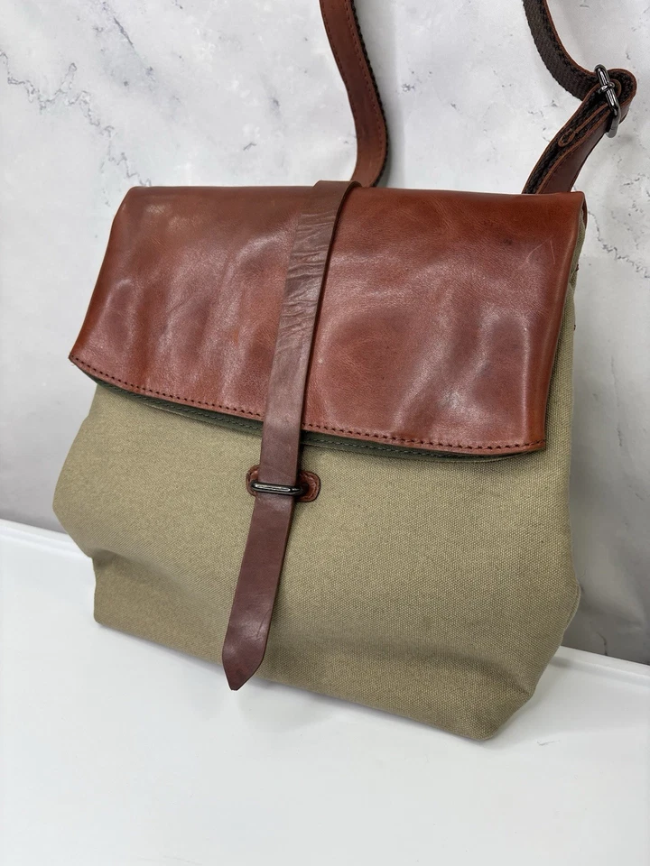 DUDU Vera Pelle Leather Canvas Crossbody Messenger Bag Postman Handbag Academia - Image 4 of 4
