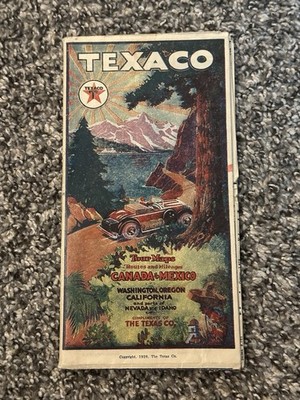 1928 Texaco Road Map: Washington Oregon Nevada Idaho USED
