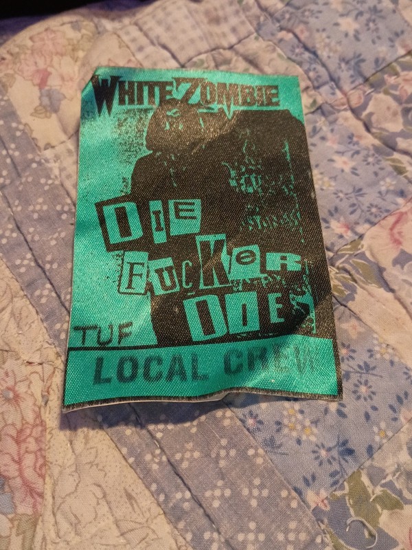 White Zombie Die F*cker Die Tour 96' Support Backstage Pass Cloth Used 