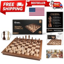Durable 17-Inch Wooden Chess Set - Extra Queens Included for Strategic Play