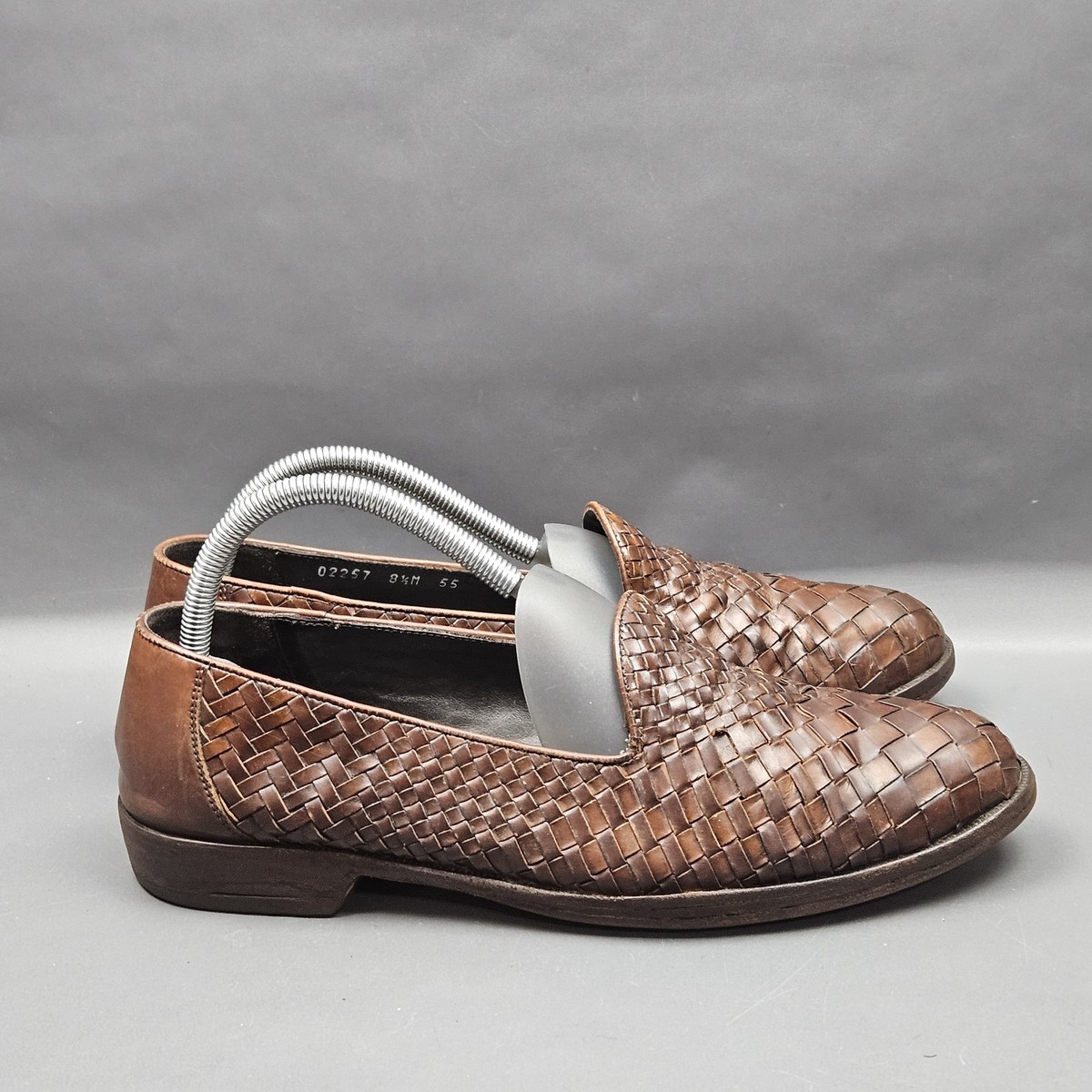 Cole Haan Bragano Woven Loafers Mens 8.5 Brown Leather Slip On