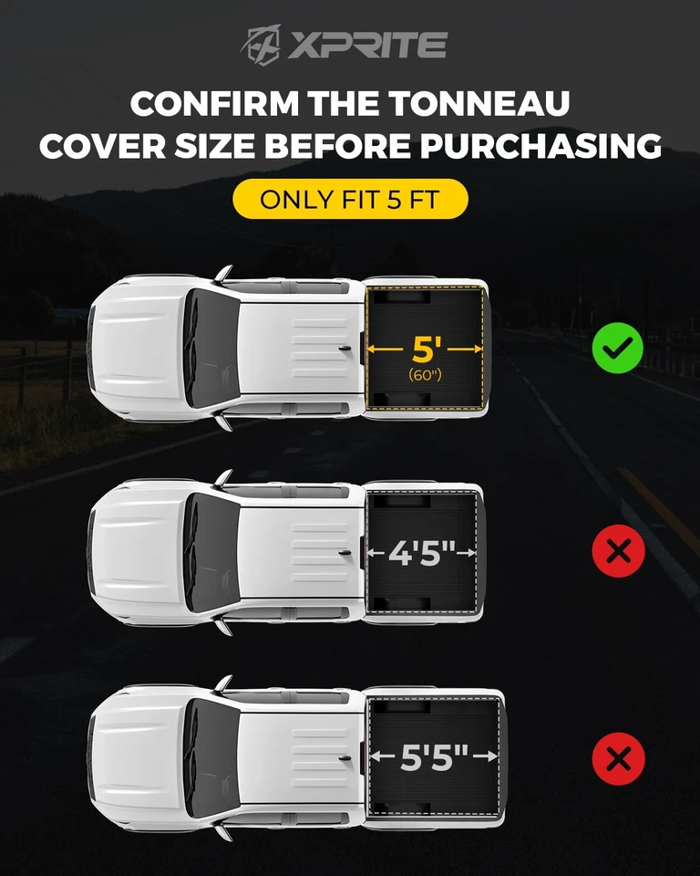 5FT 60" FRP Hard Tri-Fold Truck Bed Tonneau Cover for Nissan Frontier KC 2014+ Foto 2 de 4