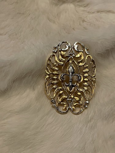 Antique "JBW Just The Right Thing" Gold Tone Fleur De Lis Brooch