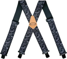 MELOTOUGH Men's Suspenders Fully Elastic 2 inch Wide X back Black Paisley