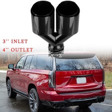 For Cadillac Escalade 3'' to 4'' Carbon Rear Dual Exhaust Pipe Tail Muffler Tip