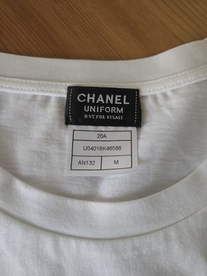 CHANEL Uniform Staff T-Shirt White Cotton Velvet Logo, Size M | eBay