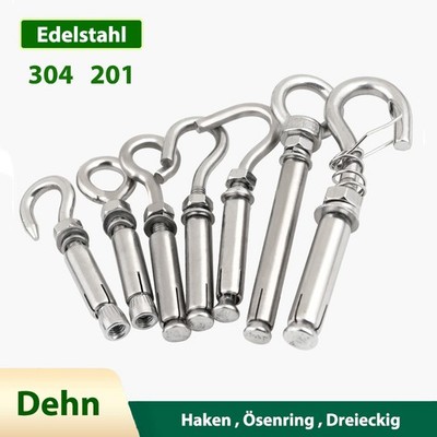 Edelstahl V2A Dehnschrauben Haken Ankerbolzen Dreieckiger Ring Dehnbolzen