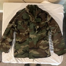 Vintage 1986 Alpha Industries US Army Woodland Camo M65 Field Jacket Small Short