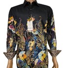 NWT ROBERT GRAHAM JACOBS COTTON SHIRT BLACK BASED FLORAL BEADED EMBROIDERY