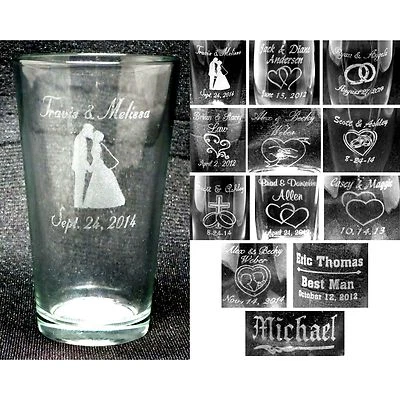 Personalized Pub Glasses Custom Wedding Party Groomsmen Anniversary Gifts - Photo 1/4