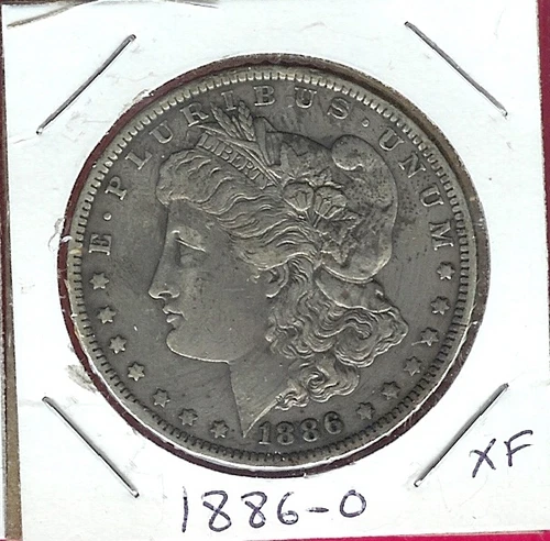 USA MORGAN DOLLAR 1886-O XF LIBERTY,AND EAGLE CLASPING ARROWS AND OLIVE BRANC