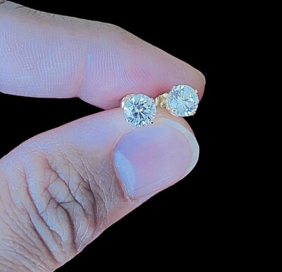 2,00 ct Rundschliff FL/D Lab Created Ohrstecker 14k Massiv Gelbgold Push Back