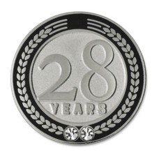 PinMart's 28 Years of Service Award Employee Recognition Gift Lapel Pin - Black