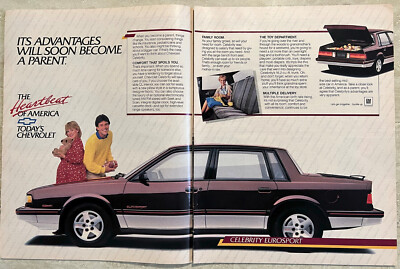 1986 Chevrolet Celebrity Eurosport 4-Door General Motors 2-Page Vtg